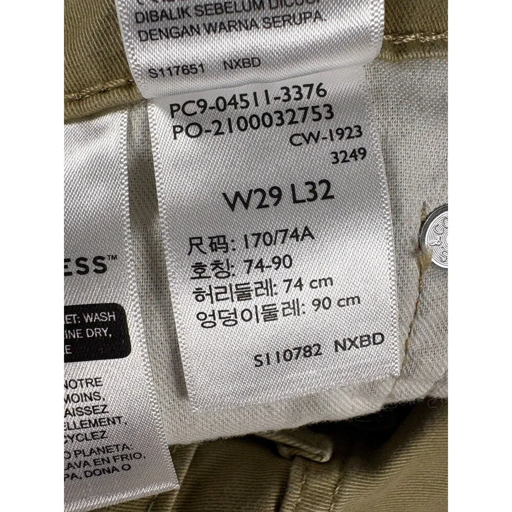 Levi's 511 Men's 29x32 Slim Fit Khaki Tan Stretch Pants WaterLess 04511-3376